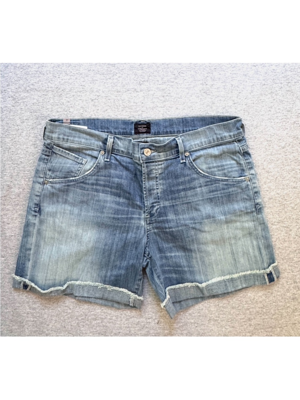 Citizens of Humanity Cuffed Denim Shorts Faded Medium Wash